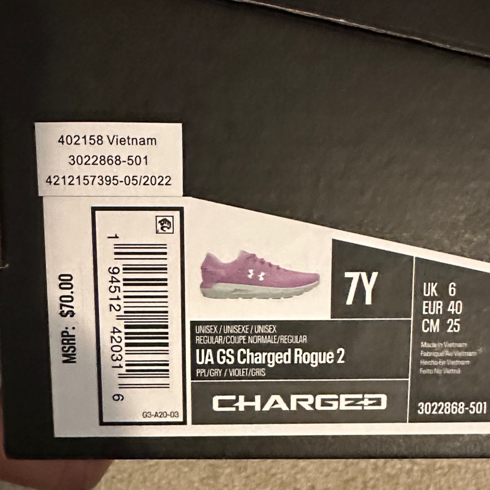 Under Armour Purple UA GS Charged Rogue 2 Athletic Shoes